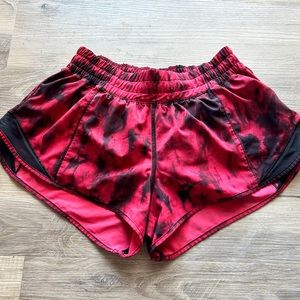 Lululemon Red and Black Hotty Hot Shorts Size 6